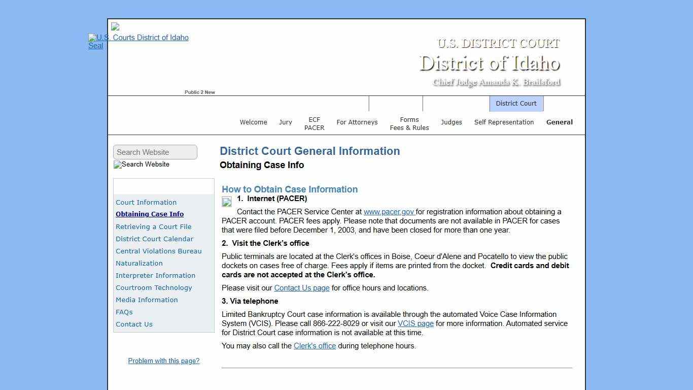 U.S. Courts, District of Idaho